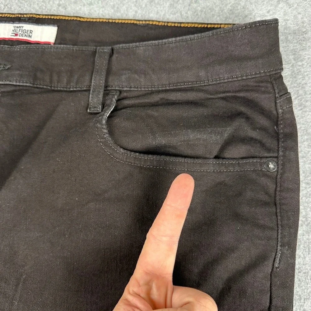 Tommy Hilfiger Mens‎ Black Jeans 40x30 Straight Fit Dark Wash Denim